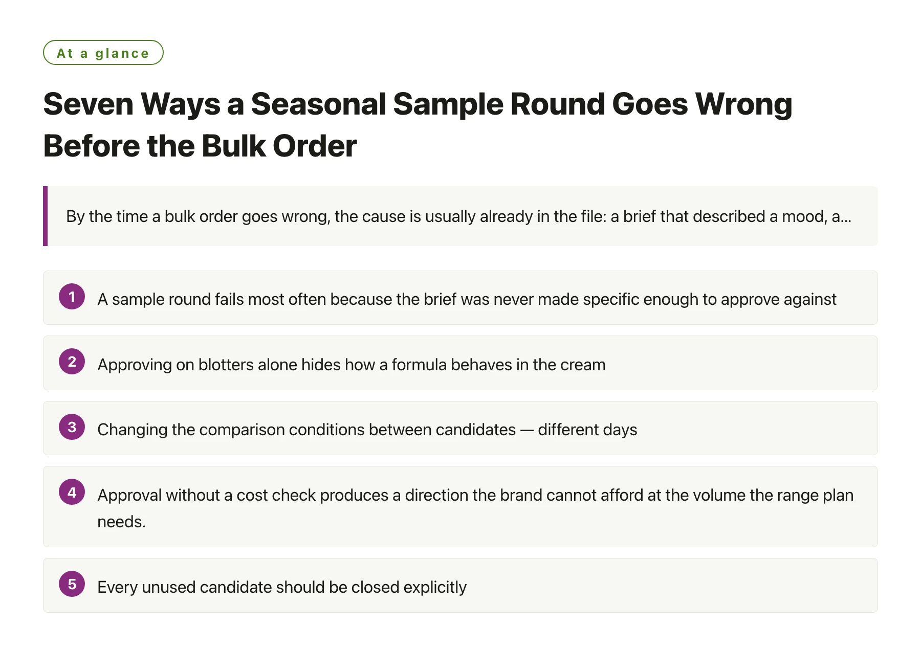 Seven Ways a Seasonal Sample Round Goes Wrong Before the Bulk Order——全文要点速览